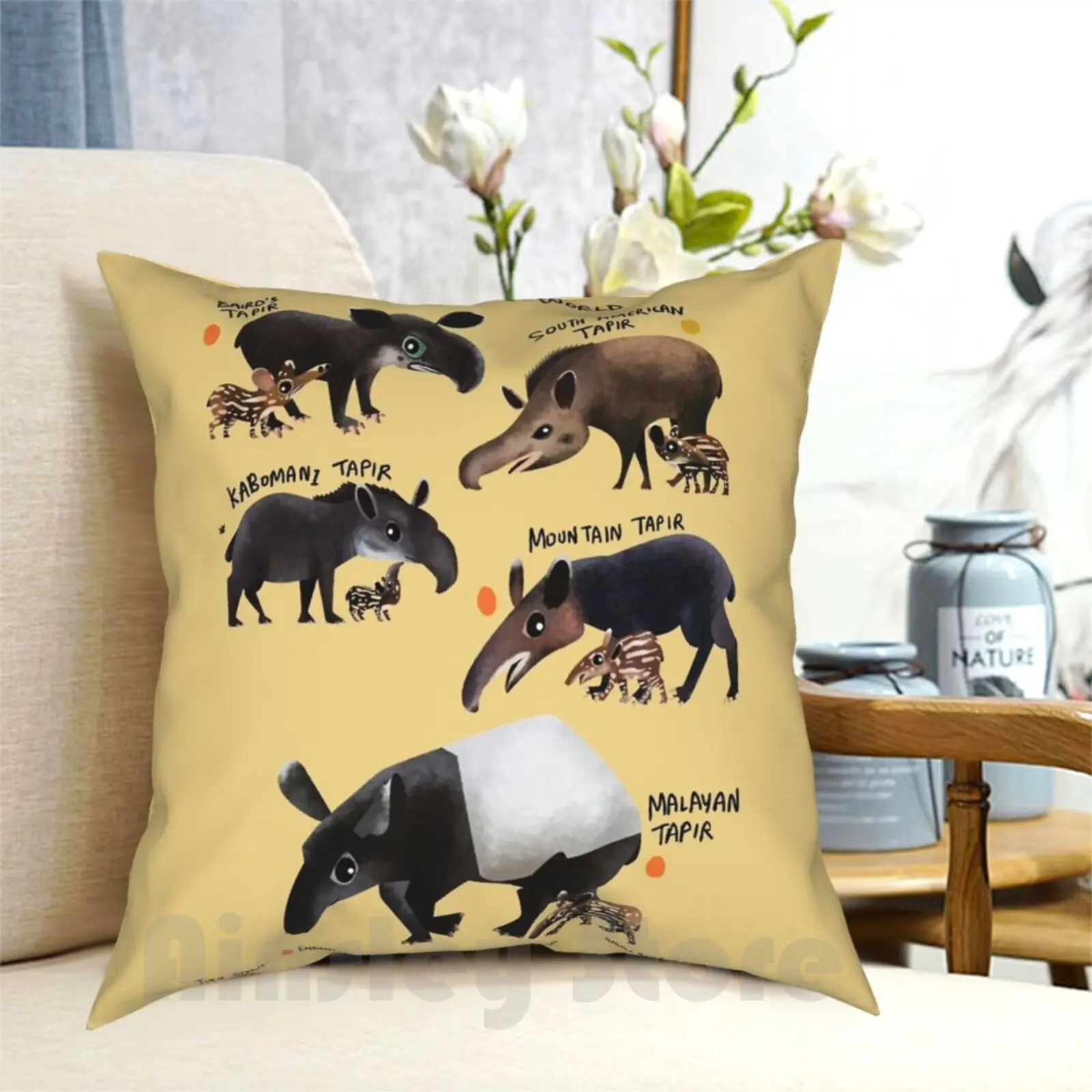 

Подушка Tapirs Of The World, мягкая декоративная подушка с принтом для дома, животные, дикая природа, Южная Америка, Малайзия