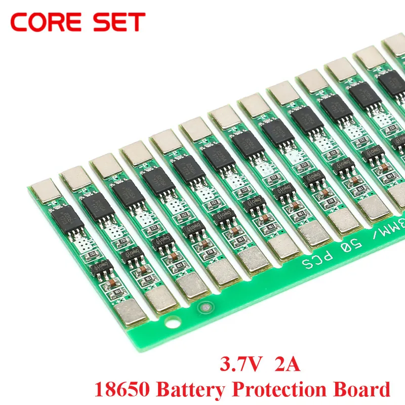 100 шт 1S 3,7 V 2A Li-ion BMS PCM 18650 Защитная плата для батареи PCB для 18650 литий-ионный аккумуляторный элемент