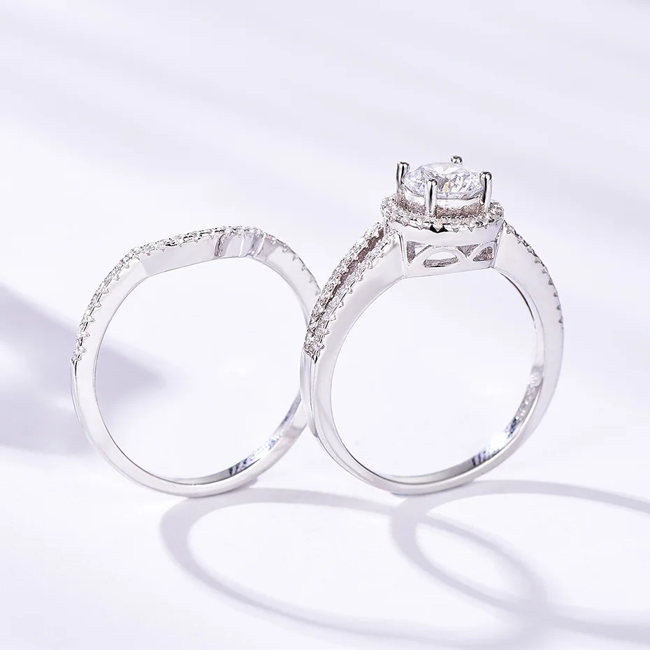 Kuolit 0.8ct Sona бриллианты кольца для женщин 925 пробы Серебряное кольцо круглая огранка камень обручение невесты подарки ювелирные украшения