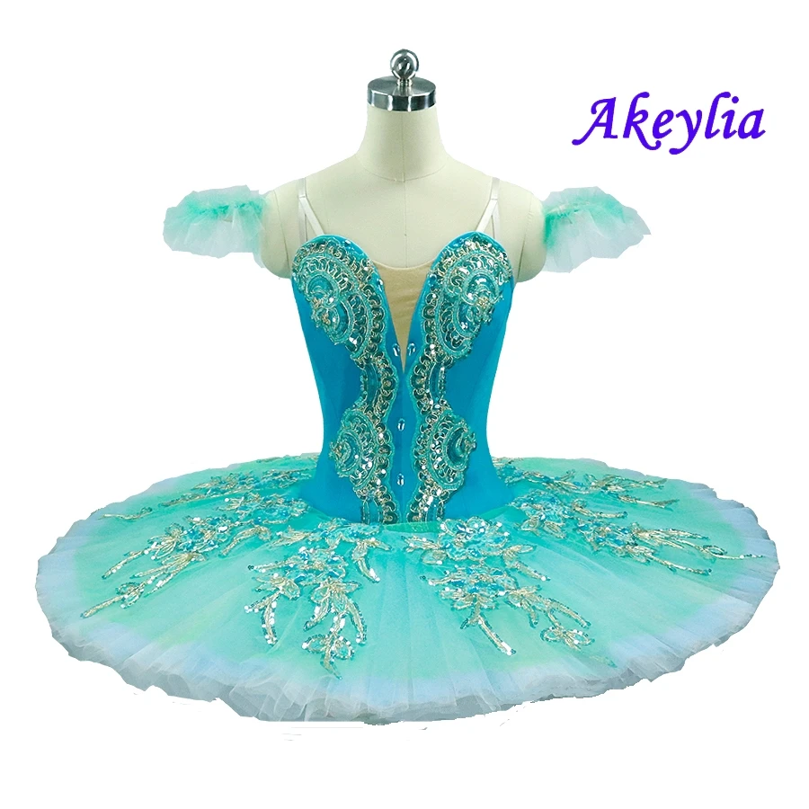 Профессиональная балетная пачка с розовой сахарной сливой небесно голубая