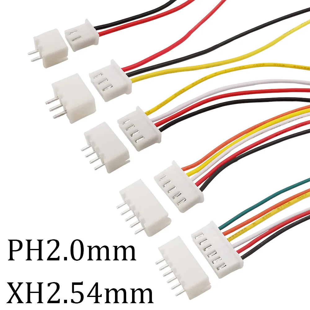 5 компл./лот JST PH XH соединители для проводов PH2.0mm XH2.54mm 2P 3P 4P 5P 6P Удлинительный кабель