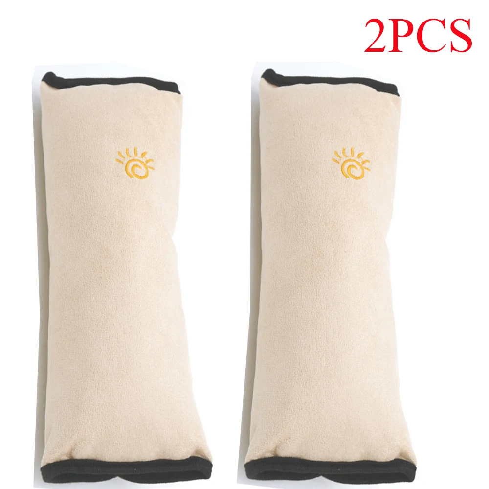 2pcs beige pillow Автомобильный Стайлинг для маленьких детей Защитный ремень автомобильные ремни безопасности Подушка Защита плеча мягкий подголовник ремень безопасности подушка для шеи авто - Название цвета: 2pcs beige pillow