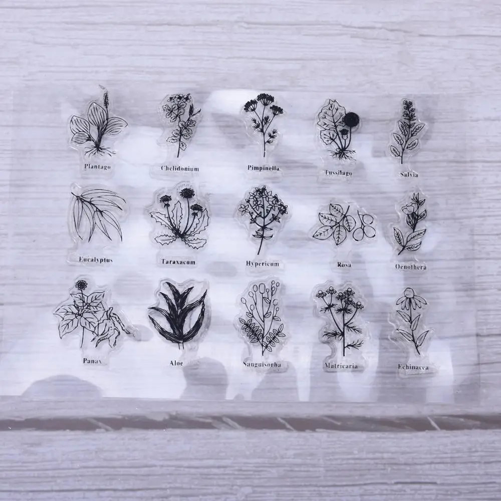 Листья цветы Растения Сад четкая прозрачная печать резиновая печать|Штампики| |