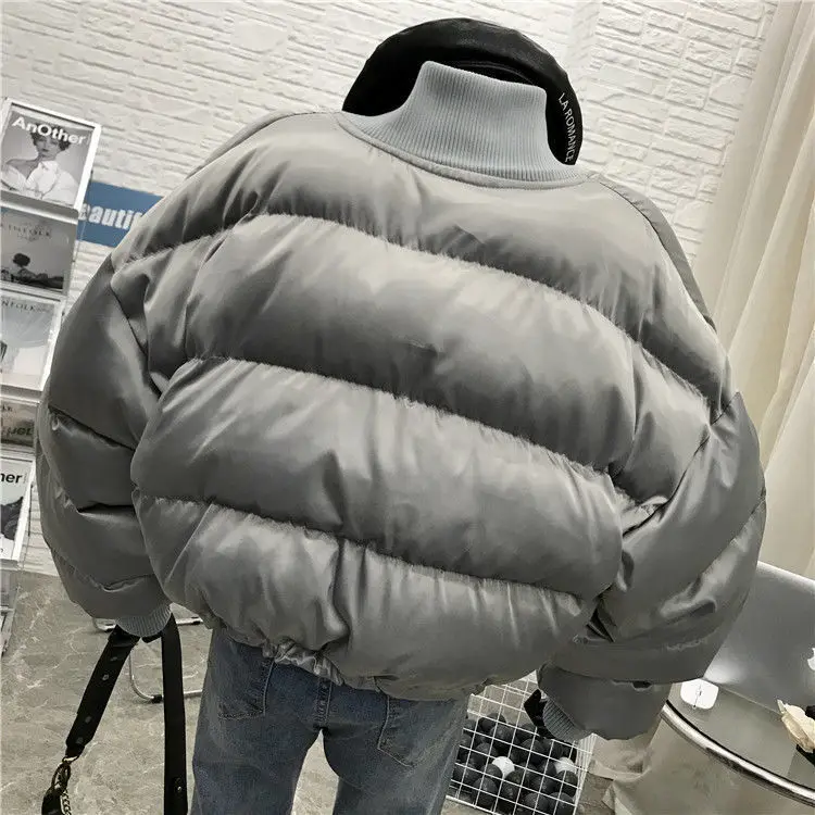 2021 New Short Women Jacket  Loose Stand-up Collar Padded Winter Jacket Female Oversize Parka Coat Warm Thick Cotton Coat