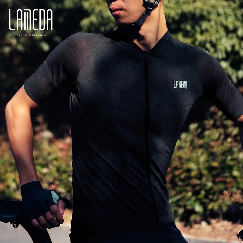 

Exclusive! LAMEDA Summer Breathable Bicycle Short Sleeves Moisture Wicking Wool Cycling Jersey Reflective Summer Bicycle Jersey