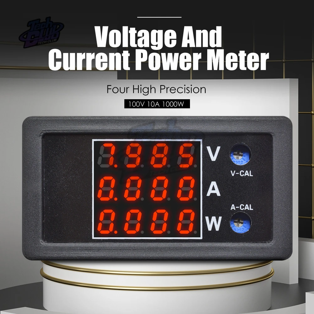Вольтметр Амперметр Мощность метров тестер DC 100V 10A 1000W 4-разрядный цифровой Дисплей высокой точности Напряжение ток Мощность метр