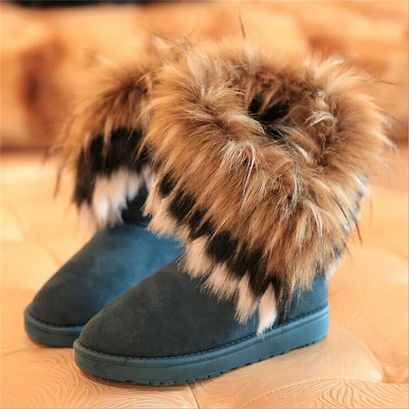 

Winter Snow Boots Fluffy Fur Ankle Boots Ladies Warm Plush Shoes Furry Flock Non-slip Platform Boots Slip-On Short Botas