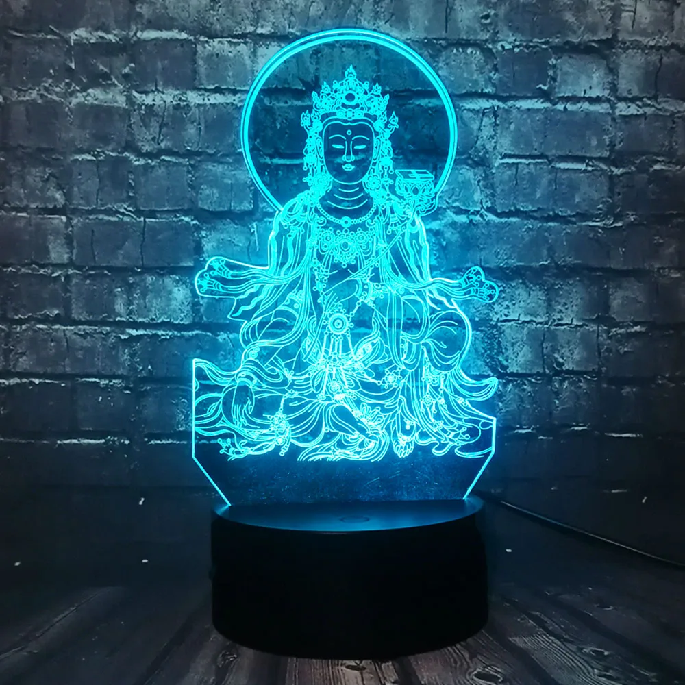 Лампа Будды Avalokitesvara светодиодная лампа для сна 3D домашнего декора|smile lamp|figure lamplamp