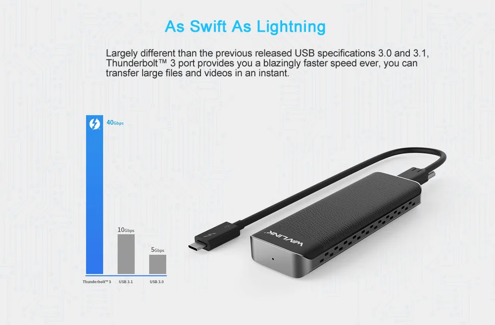 Intel Сертифицированный Thunderbolt™3 NVME внешний SSD usb type-C 40 Гбит/с отличное рассеивание для microsoft Windows& Mac OS Wavlink