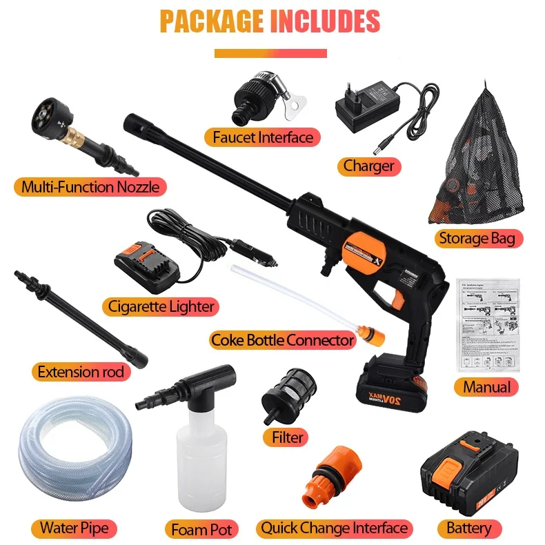 Портативный беспроводной электрический моечный аппарат высокого давления 22