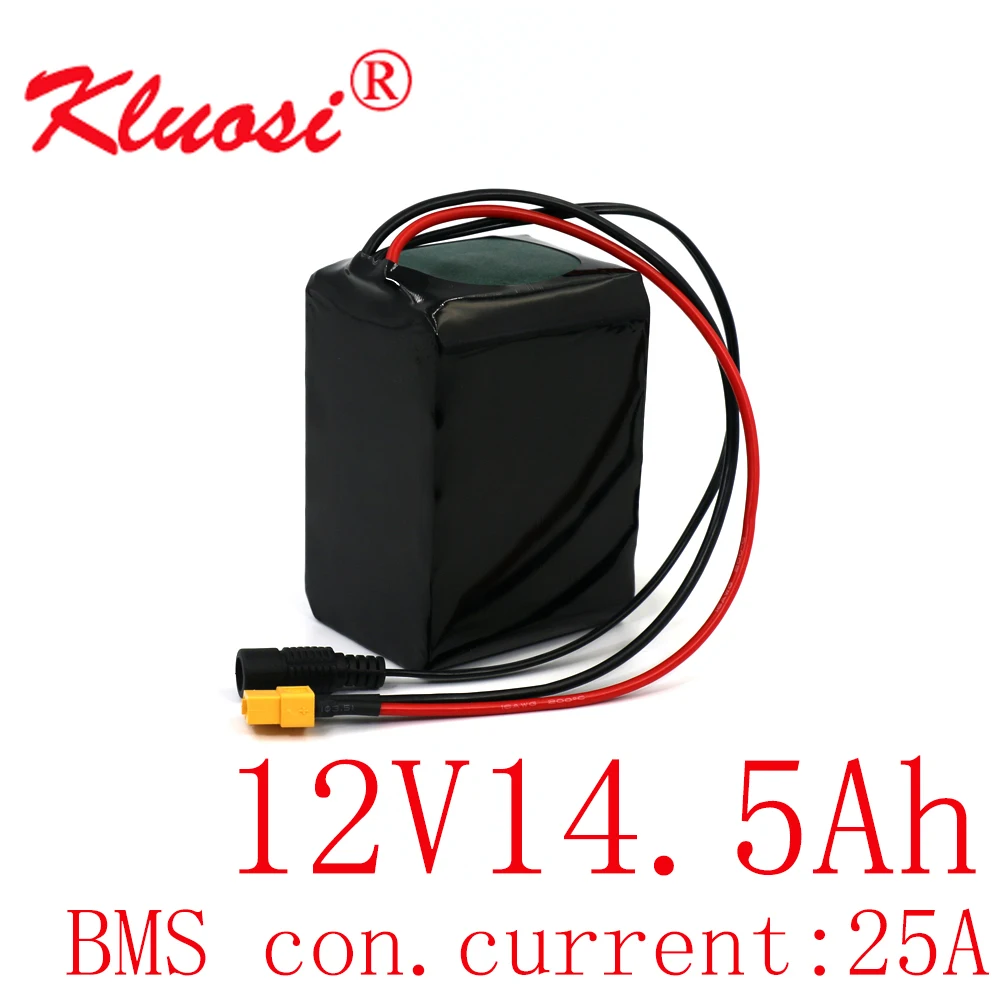 

KLUOSI 12V 14.5Ah 15Ah 3S5P 12,6 V литиевая Батарея-серые кисточки с 25A BMS 250 Вт высокой мощности Ёмкость для мотороллера солнечной энергии светильник и так ...