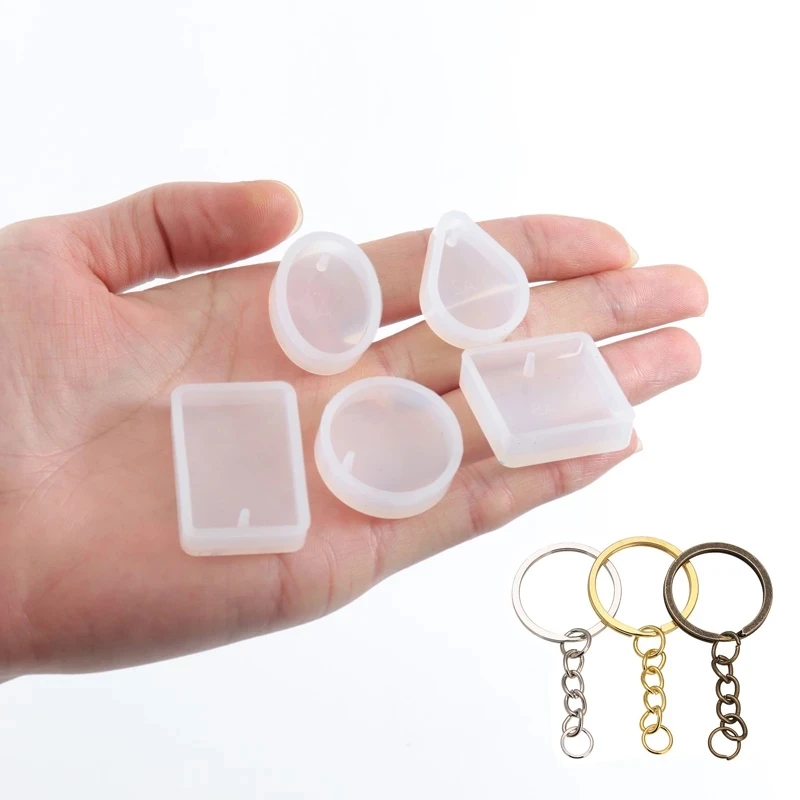

1pcs DIY Keychain Epoxy Resin Molds Pendant Casting Silicone Mould Kit Keyrings For Epoxy UV Resin Jewelry Making Mold Wholesale