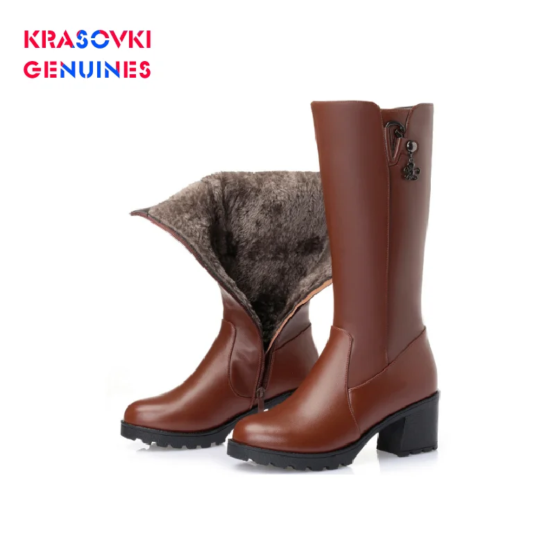 Женские теплые ботинки на меху из натуральной кожи | Обувь