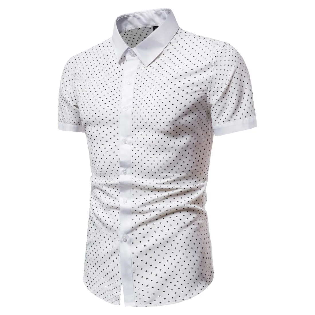 

Star Pattern Printed Mens Shirt 2020 Fashion Patchwork Summer Short Sleeve Shirts for Men Business Casual Slim Fit Men Clothing