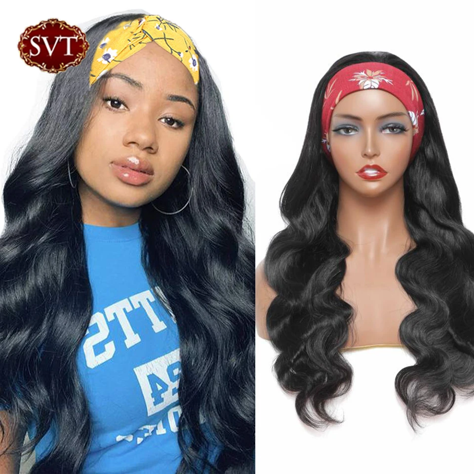 

SVT Body Wave Headband Wig Human Hair Glueless Peruvian Wigs For Women Body Wave Wavy Remy Head Bands Wigs 180% Density Full Wig