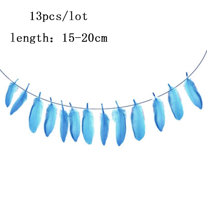 

13pcs 15-20cm Feather Banner Creative Multicolour Feather Pull Flag Bohemia Style Birthday Wedding Party Supplies Decorations