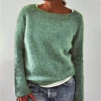 new women sweater autumn winter clothes solid o neck sweater jumper long sleeved knitted pullovers shirt female tops