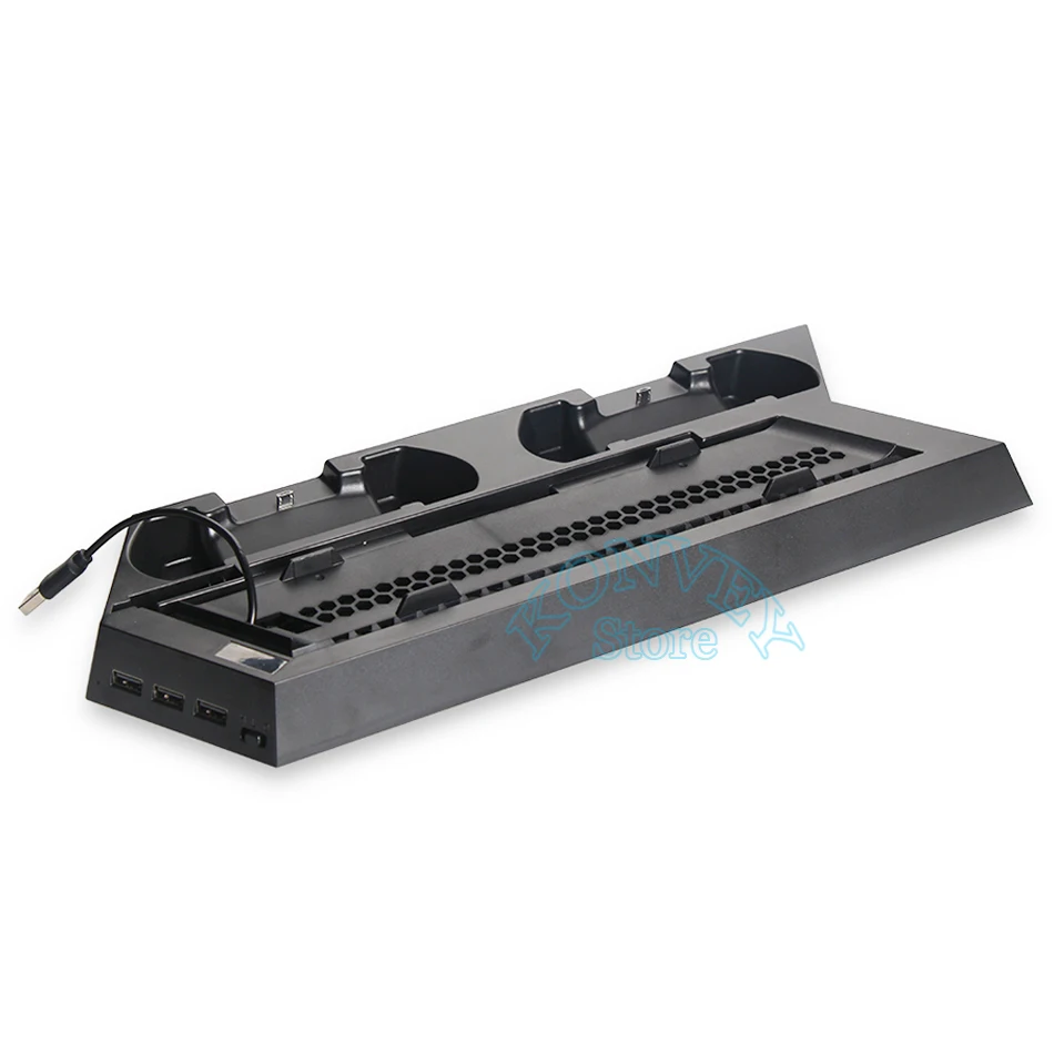 Многофункциональная вертикальная охлаждающая подставка с двойной док-станцией для зарядки геймпадов для Sony PS4 / Slim.