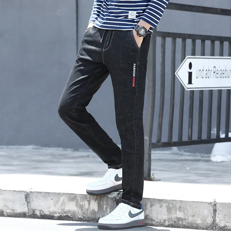 Уличная одежда мужские брюки джинсы осенние классические для мужчин облегающие