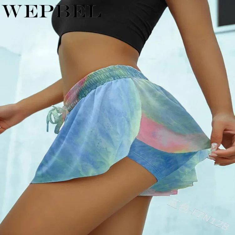 

WEPBEL шорты юбка женская мода галстук-краситель печатных на шнуровке юбка летние эластичные средней талии оборками повседневные шорты