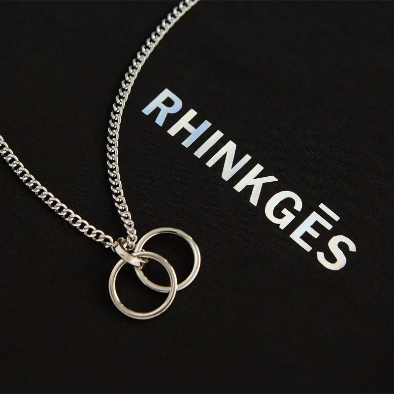 

Summer 2021 new popular logo reflective letter decorative necklace casual men's T-shirt short sleeves