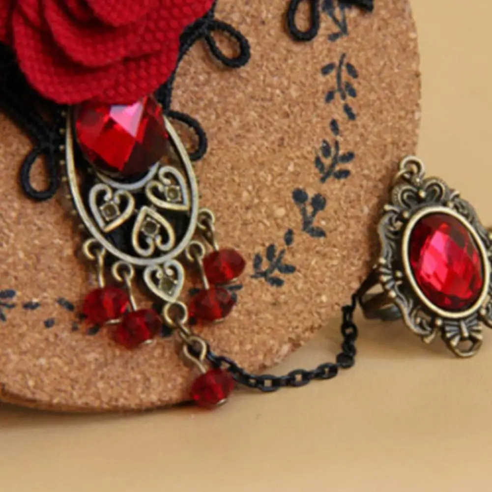 Винтажный Красный Розовый металлический цветок виноградный кристалл женский