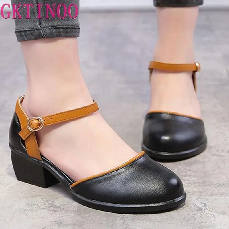 GKTINOO/Новинка 2021 года Летние женские босоножки Модные повседневные из натуральной