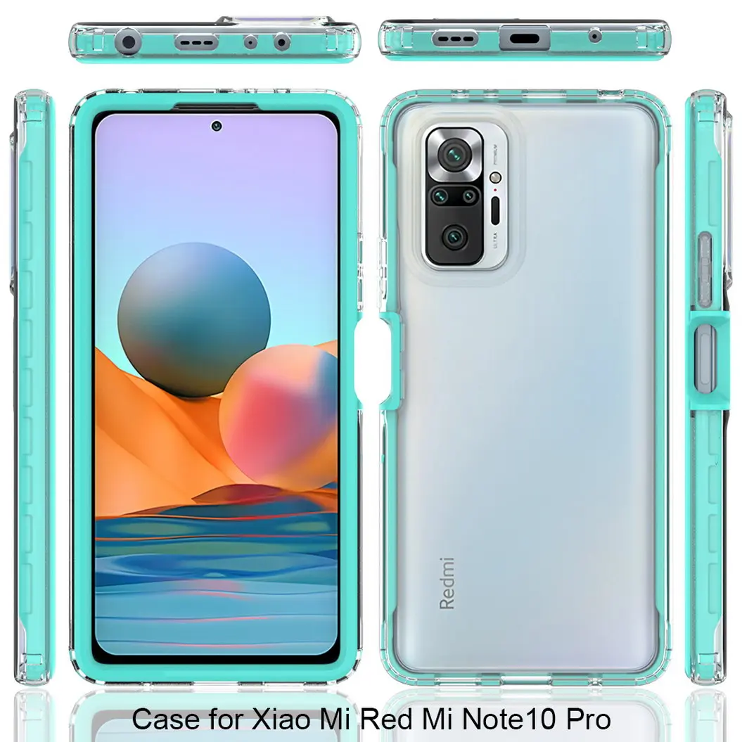 luxury shockproof phone case for xiaomi redmi note 10 pro case note10 transparent 2 in 1 hybrid ptu cover for redmi note 10 free global shipping