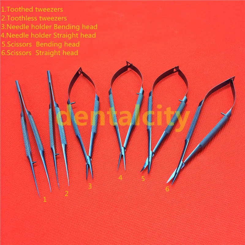 14cm Titanium Microsurgical Surgical Ophthalmic Instruments Dental Instruments Scissors+Needle Holders +Tweezers
