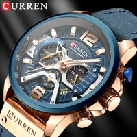 wristwatch mens curren top brand luxury sports watch men fashion leather chronograph watches with date for men male clock