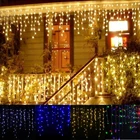 Рождественская светодиодная гирлянда-занавес в виде сосулек, 5 м, свисающая светодиодная гирлянда 0,4-0,6 м для вечеринки, сада, сцены, уличное водонепроницаемое декоративное сказочное освещение