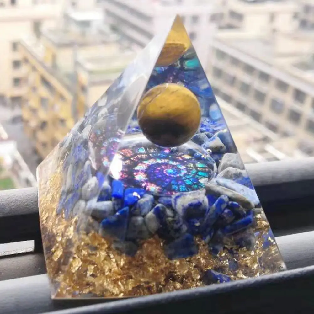 Pyramid Ornament Handmade Stylish Faux Crystal Miniature Figurine for Table | Stones