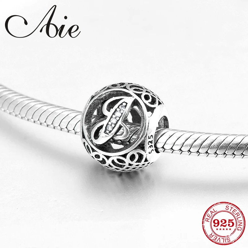 Горячая выдалбливают Письмо J 100% Настоящее серебро 925 пробы Модные прозрачные CZ