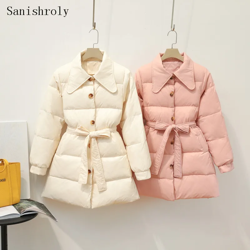 

Пальто женское на 90% пуху белой утки, утепленное, однобортное, с поясом