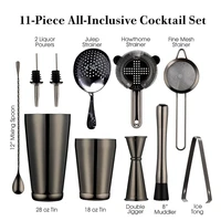 cocktail shaker bar set 2 weighted boston shakerscocktail strainer setjiggermuddler and spoon ice tong and 2 bottle pourer
