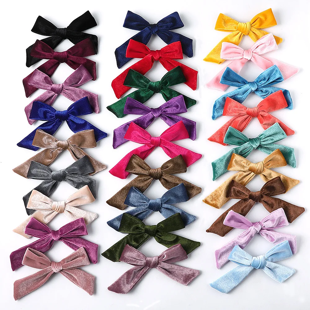 

Children's velvet bow hair clip Multicolor flannel baby alligator clip
