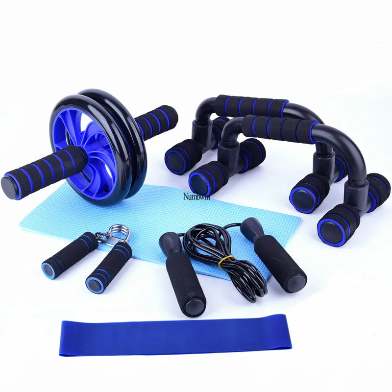 Набор для фитнеса Ab Roller Wheel 7 комплектов с коленным ковриком скакалка пуш-ап бар
