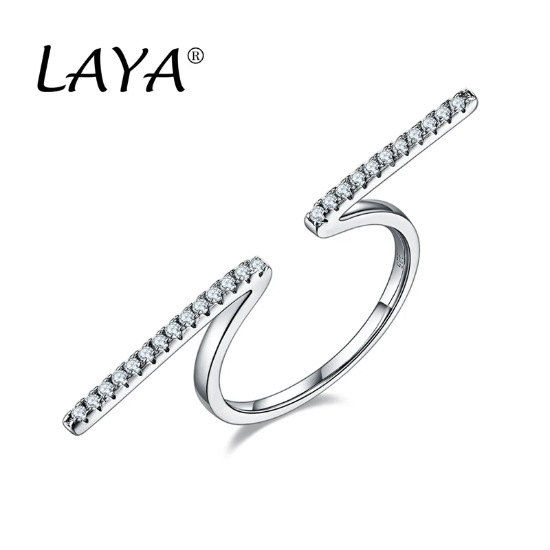 

LAYA 925 Sterling Silver Fashion Stick Adjustable Open Finger Ring For Women's Party Gift Of High Quality Zircon Luxury Jewelry