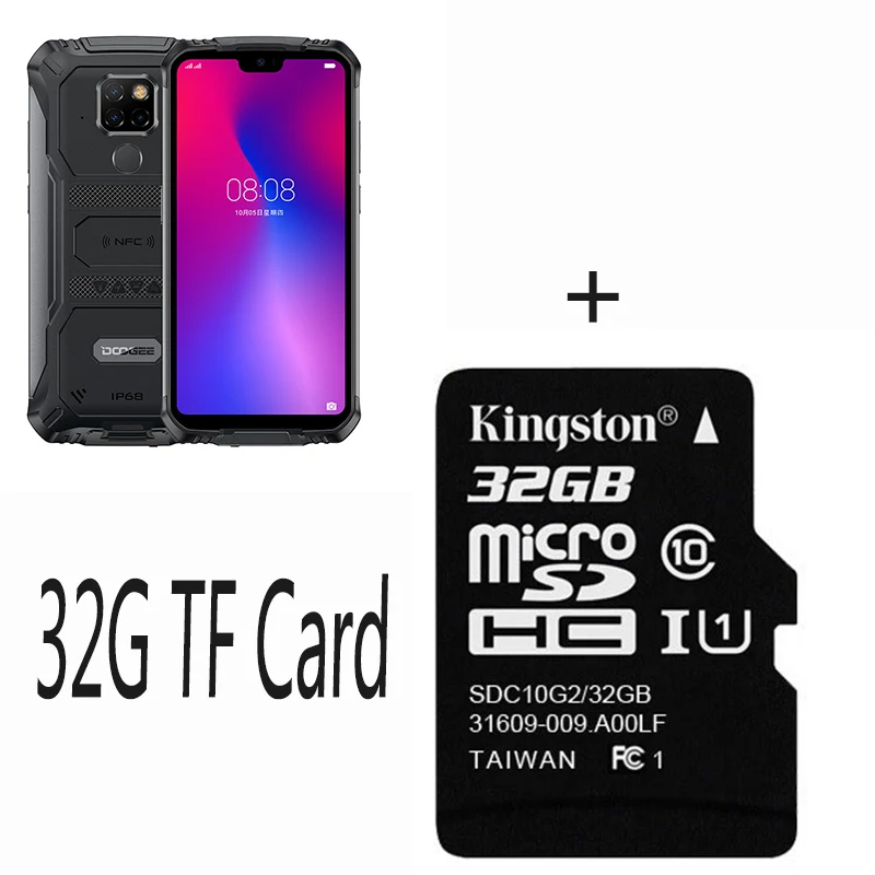 DOOGEE S68 Pro, прочный телефон, IP68, водонепроницаемый, Helio P70, четыре ядра, 6 ГБ, 128 ГБ, Беспроводная зарядка, NFC, 6300 мА/ч, 12V2A, зарядка, 5,84 дюймов, FHD - Цвет: Black n 32GB SD Card