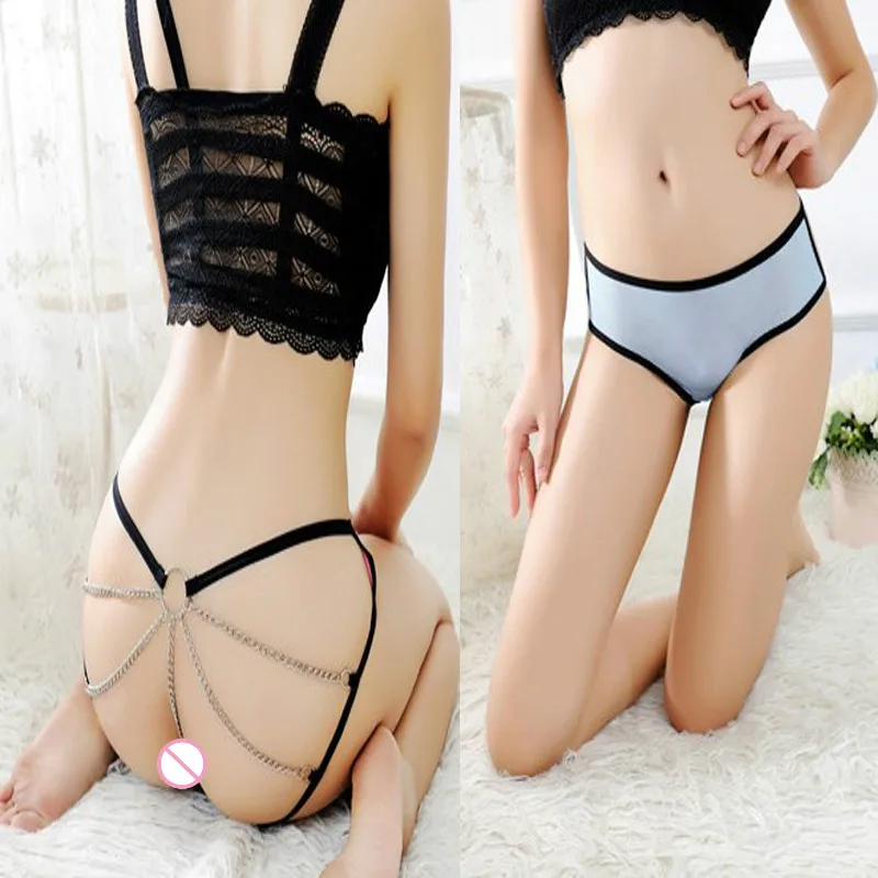 Женское нижнее белье прозрачные трусики с цепочкой сексуальные кружевные