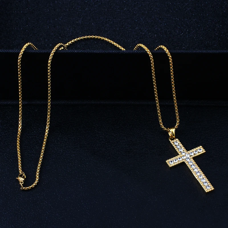 Цепочка с подвеской крестом из нержавеющей стали 2 мм|Ожерелья подвеской| |
