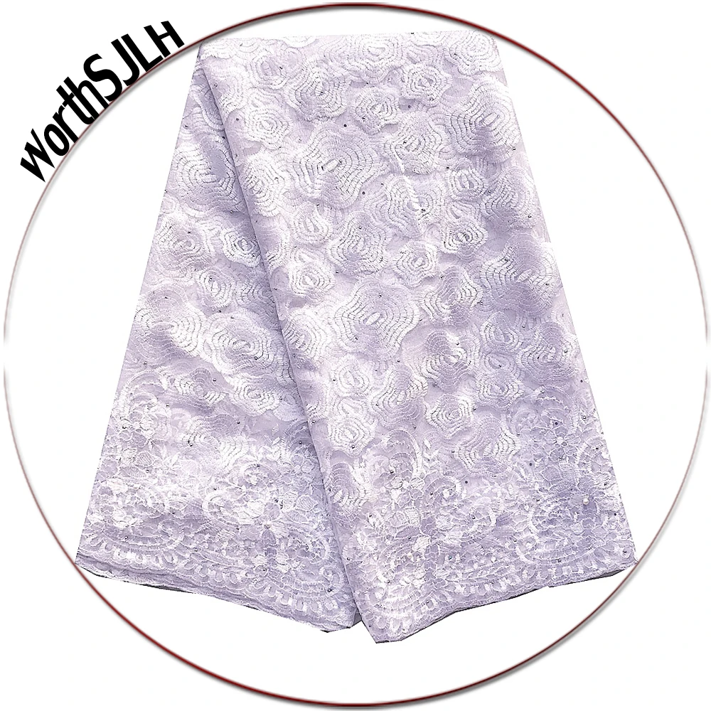 WorthSJLH нигерийский белый кружевной материал сетка швейцарская кружевная ткань