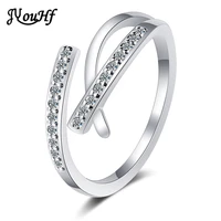 jyouhf 2 style irregular cross finger rings for women female fashion micro pave zircon silver color open ring party jewelry gift