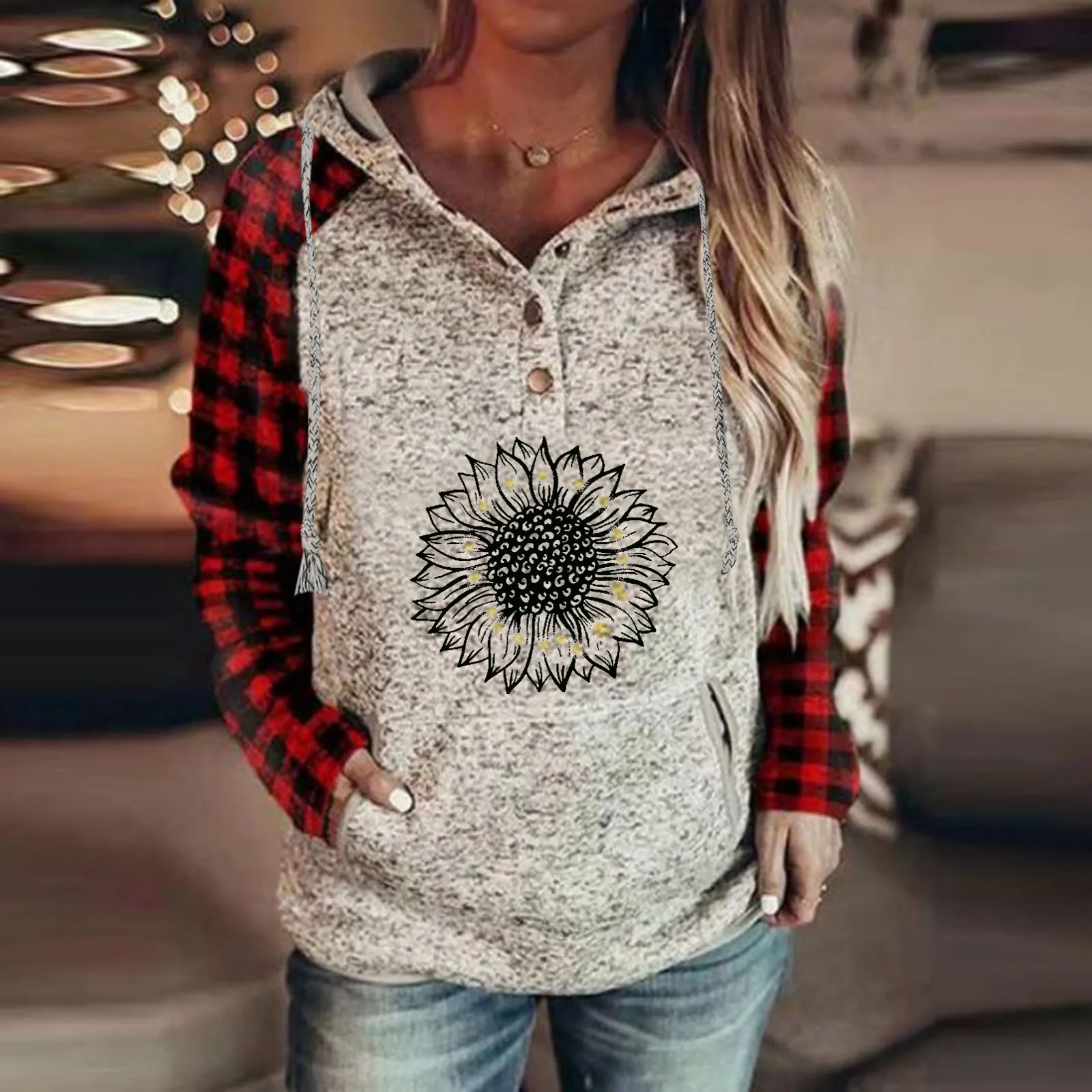 

Female Harajuku Hoodies Coat Top 2021 Autumn Women Korean Pullover Hoodies Tops Button Down Long Sleeve Sweatshirts With Pocket