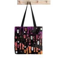 2021 shopper rooftops personality painted tote bag women harajuku shopper handbag girl shoulder shopping bag lady canvas bag