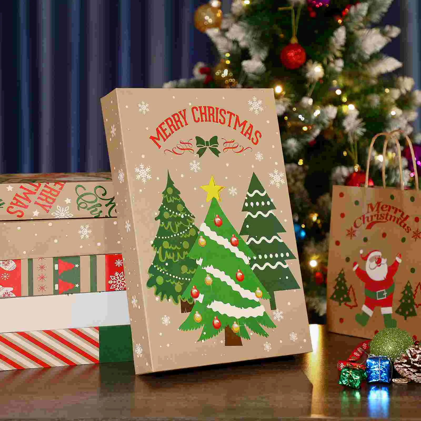 PRETYZOOM 6pcs Christmas Patterned Gift Wrap Boxes Clothes Presents Holder Holiday Treat Party Favors | Дом и сад
