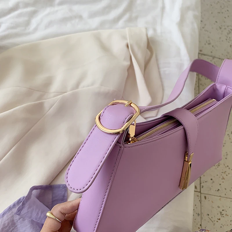 

Solid Color PU Leather Underarm Bags for Women Trendy Simple Wild Square Shoulder Bag Female Lightweight Designer Handbags Sac