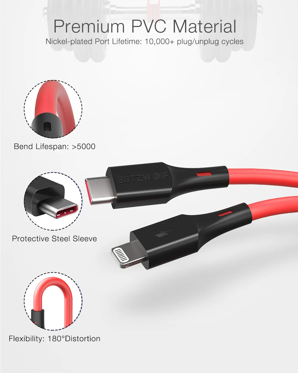Blitzwolf BW-CL2 2.4A usb type C к Lightning MFI сертифицированные Дата зарядки Кабели PD3.0 телефон зарядное устройство ПВХ для iPhone 11 Pro Max