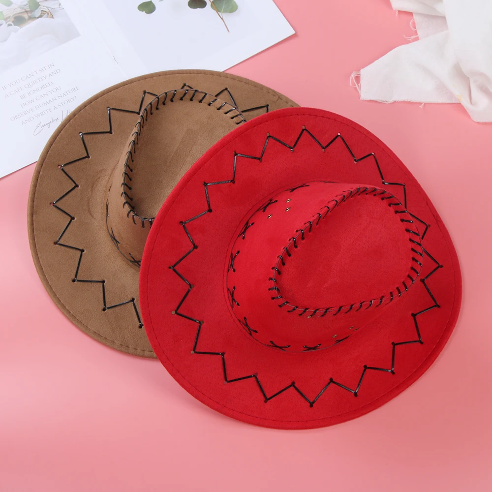 1 шт. модная винтажная ковбойская шляпа в западном стиле замша с широкими полями