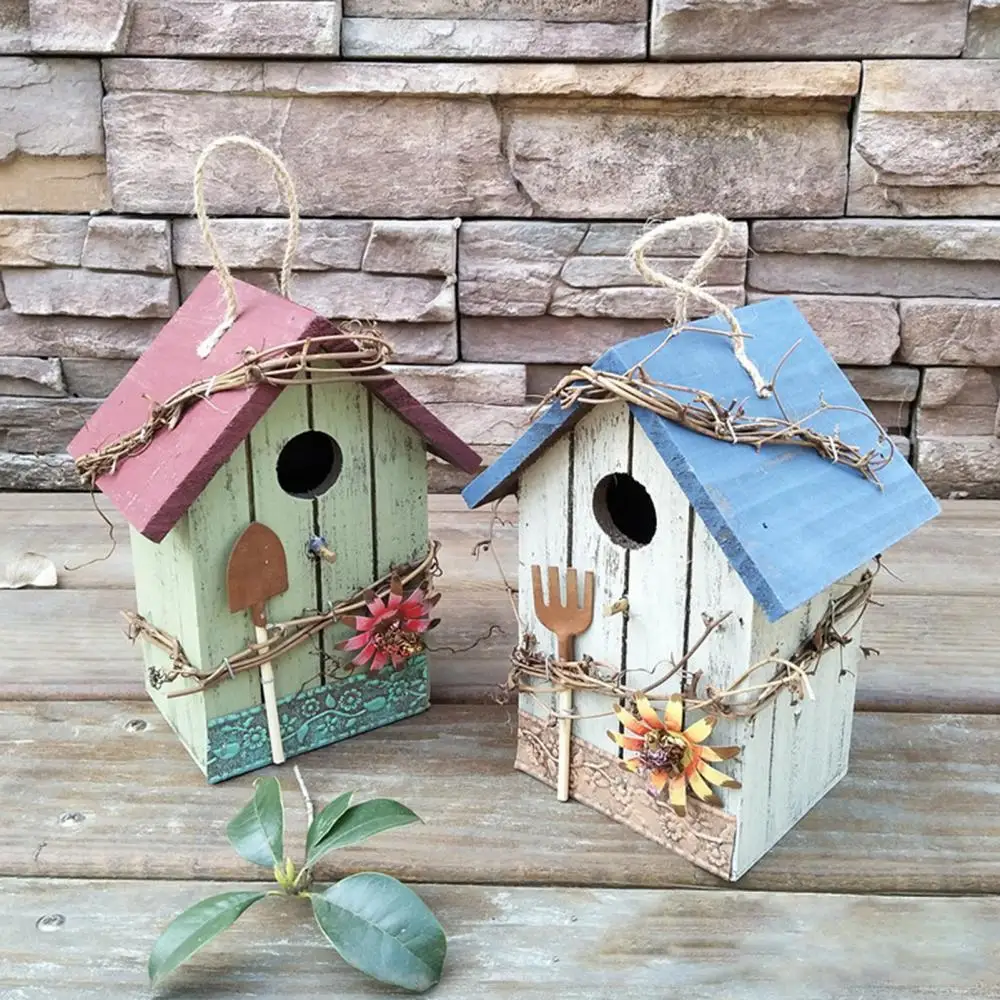 

2021 New Style Bird House Birdcage Painting Outdoor Garden Hanging Cottage Feeder Nest Crafts Garden Supplies Products